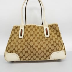 Gucci Tote Bag GG Canvas Sherry Line 163805 Brown White Champagne Women's