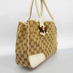 Gucci Tote Bag GG Canvas Sherry Line 163805 Brown White Champagne Women's