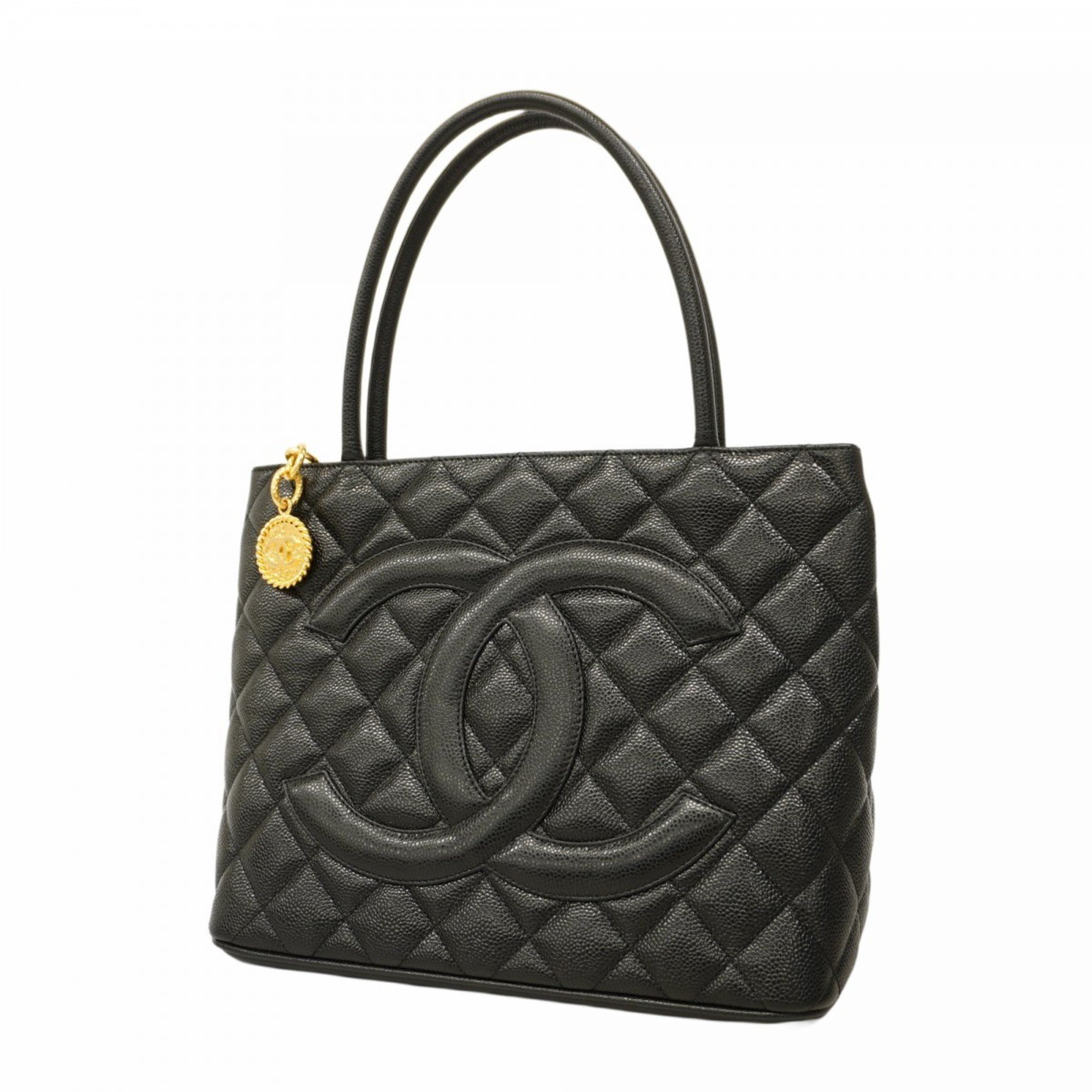 Chanel Tote Bag Reproduction Caviar Skin Black Women's