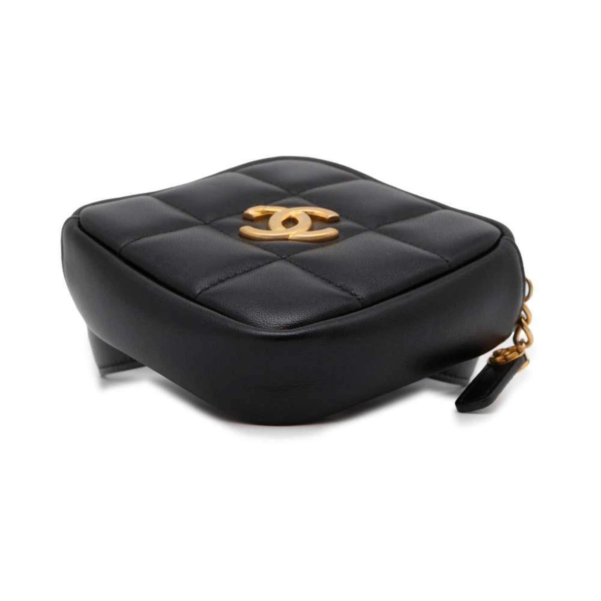 Chanel Waist Pouch Matelasse Coco Mark Lambskin CHANEL Bag Wallet/Coin Case Black