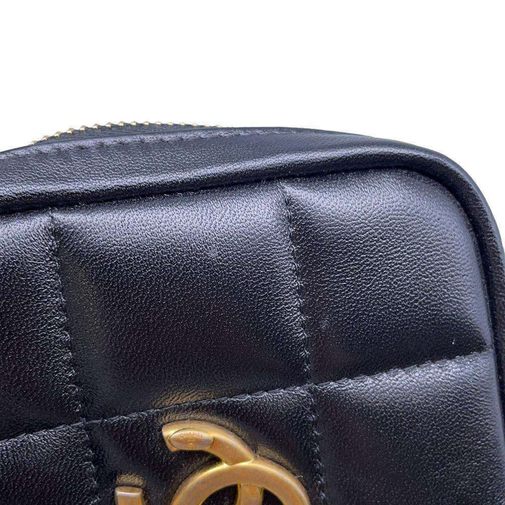 Chanel Waist Pouch Matelasse Coco Mark Lambskin CHANEL Bag Wallet/Coin Case Black