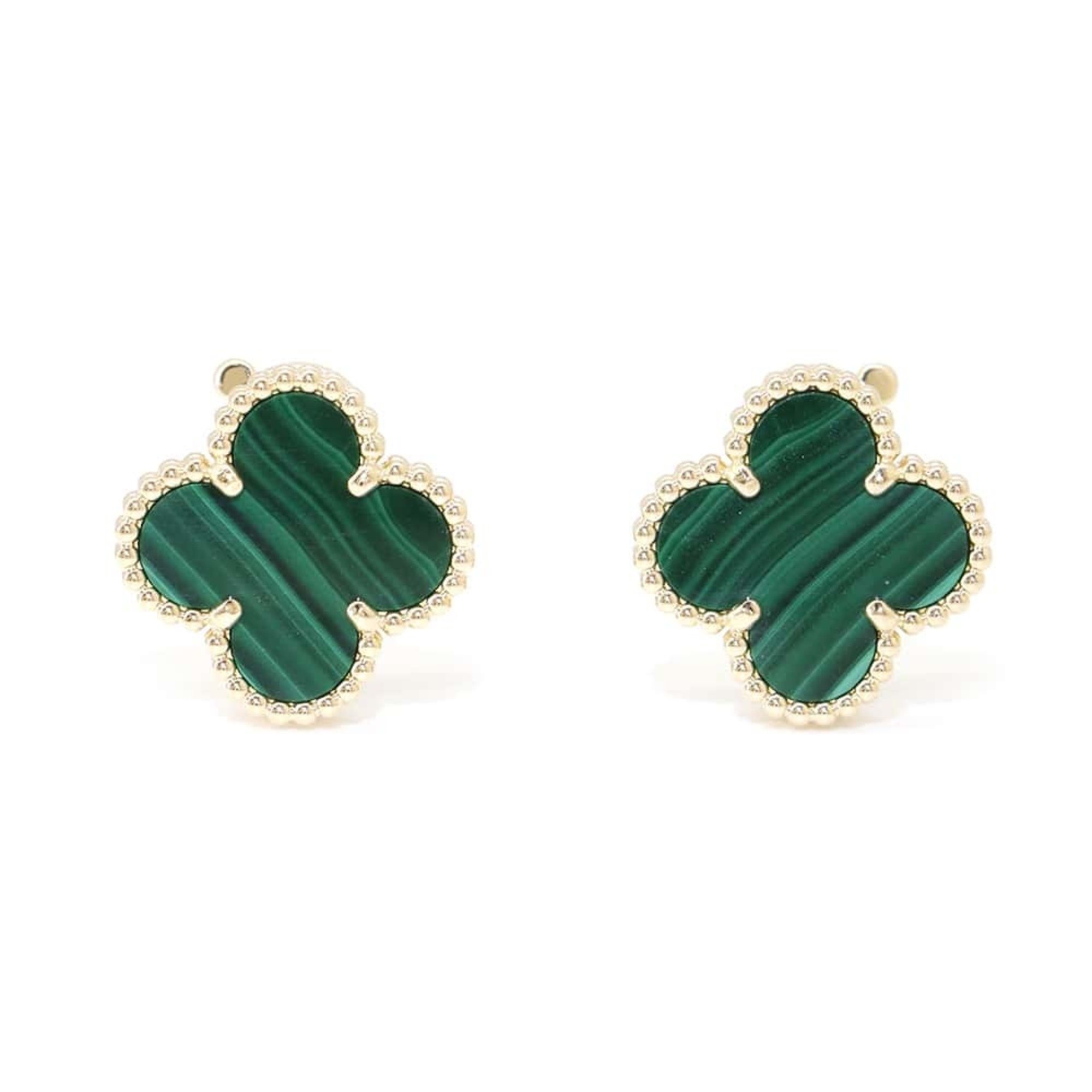 Van Cleef & Arpels Alhambra Earrings Malachite K18YG Yellow Gold VCARO3QL00