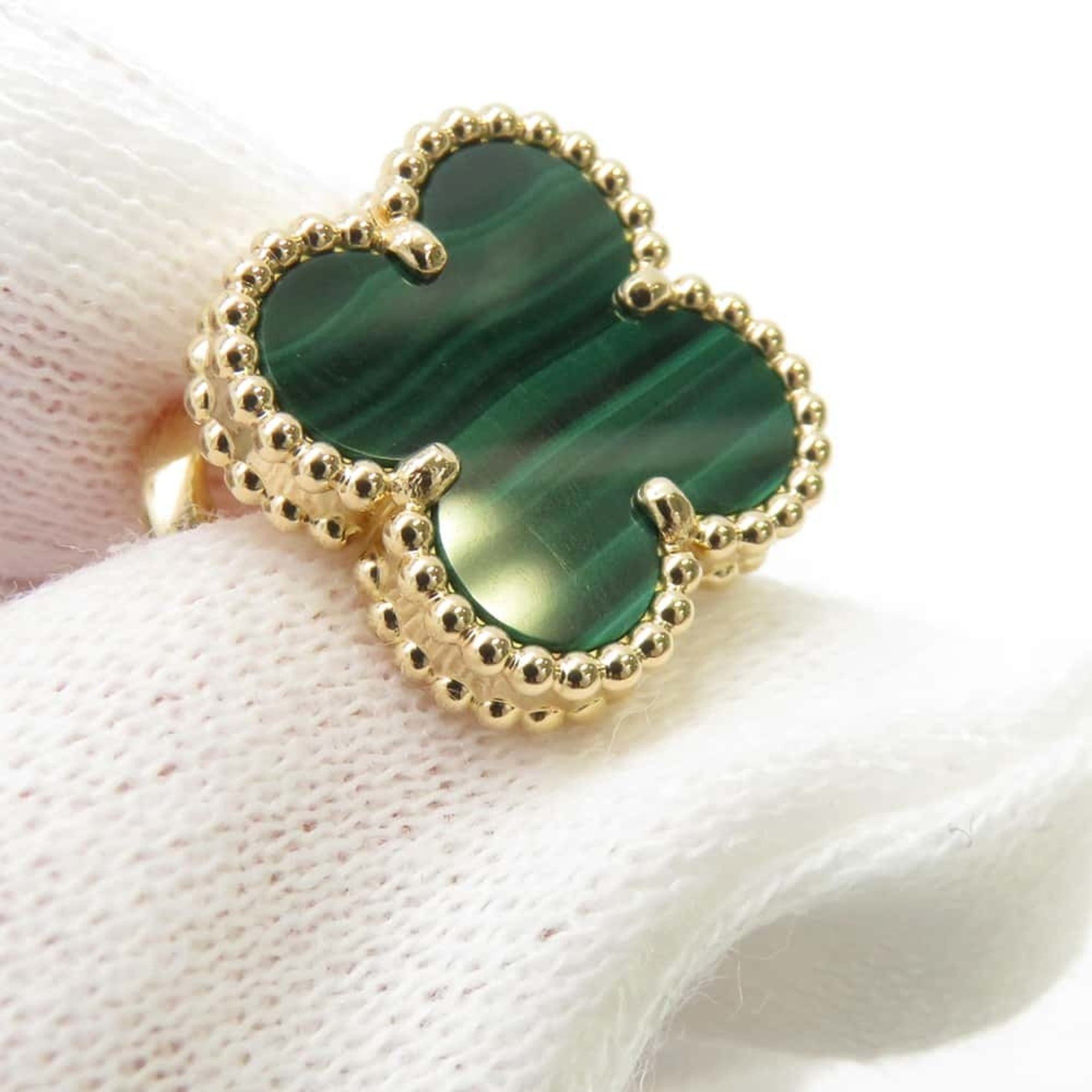 Van Cleef & Arpels Alhambra Earrings Malachite K18YG Yellow Gold VCARO3QL00