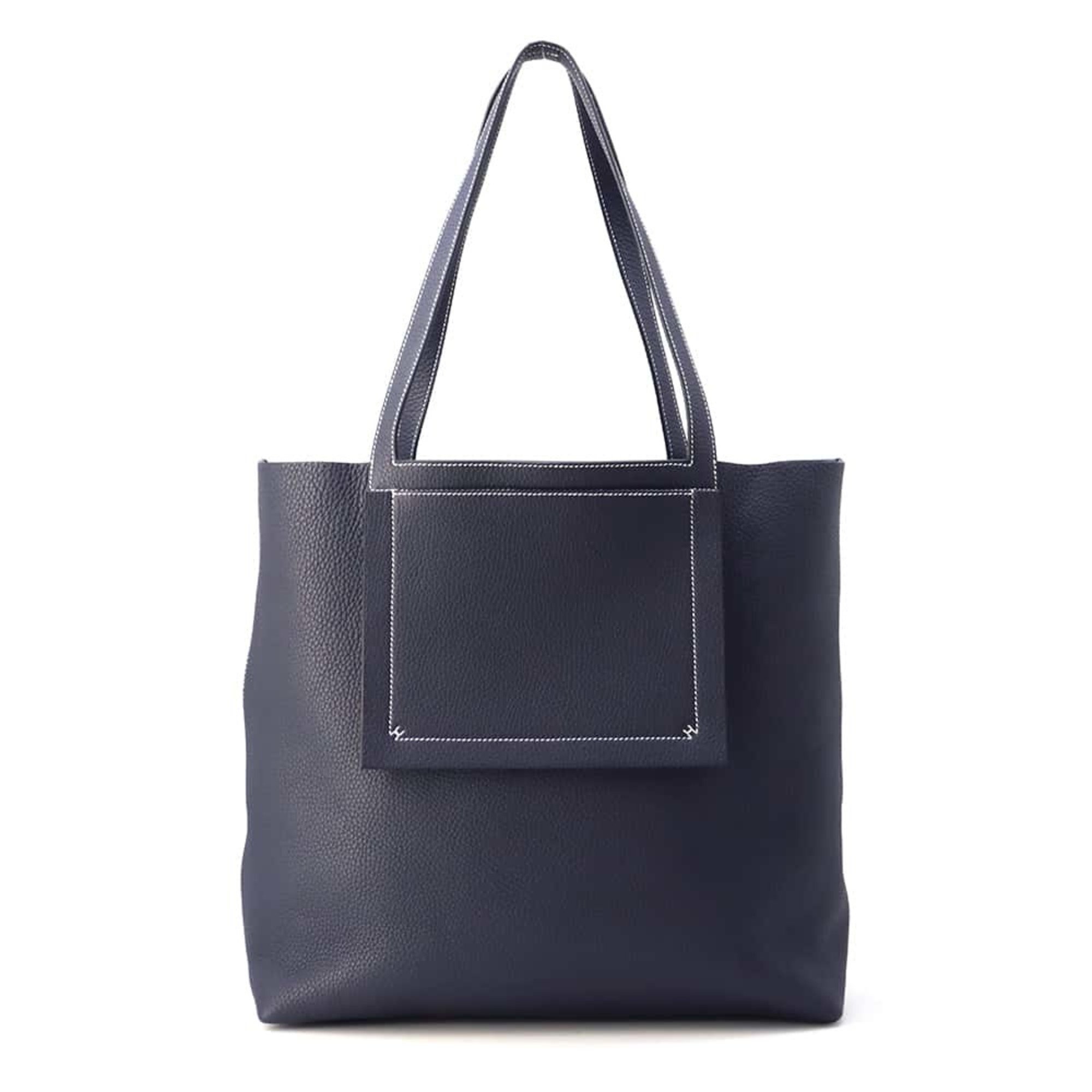 Hermes Tote Bag Cabaseri 46 Blue Nuit Taurillon Clemence Z Stamp