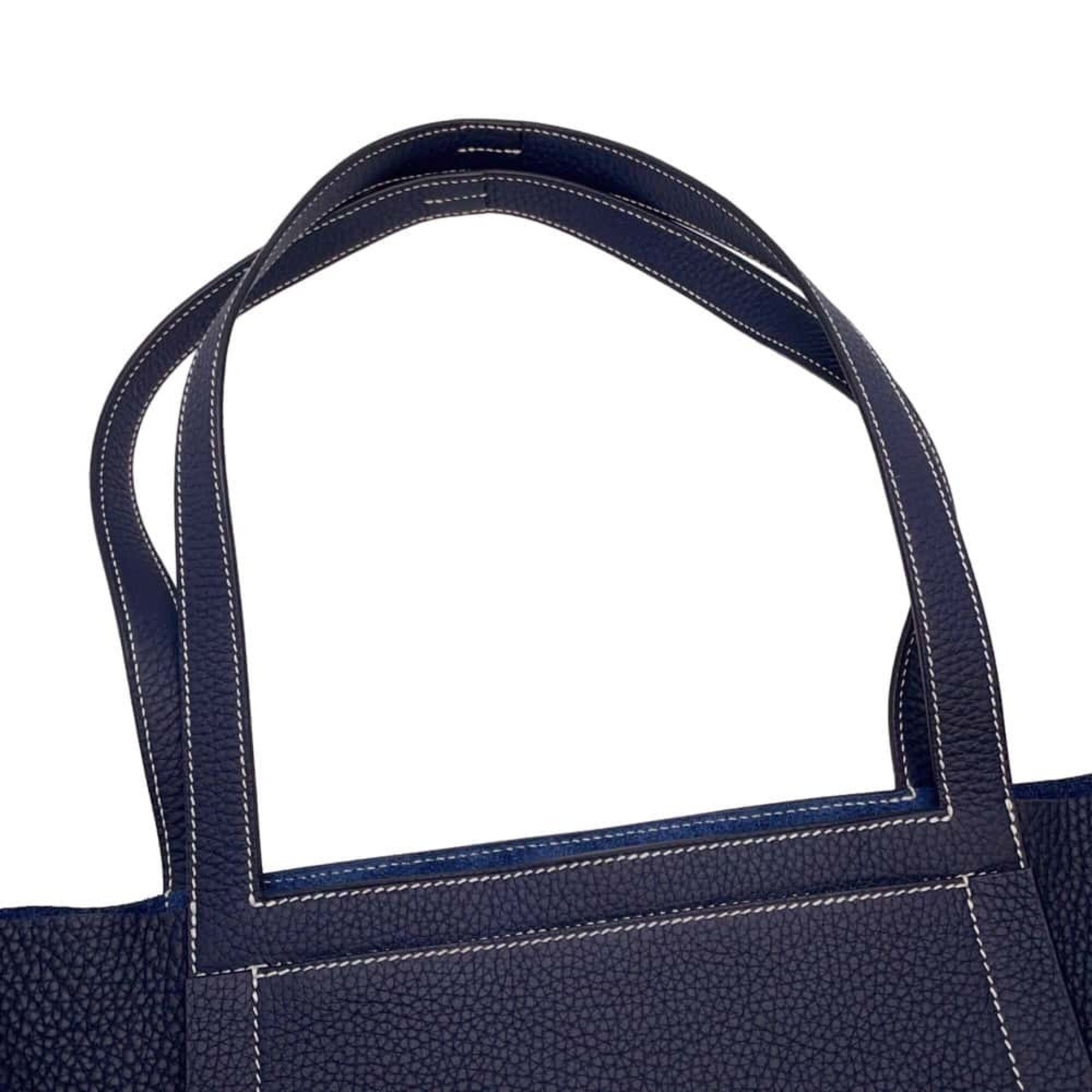 Hermes Tote Bag Cabaseri 46 Blue Nuit Taurillon Clemence Z Stamp