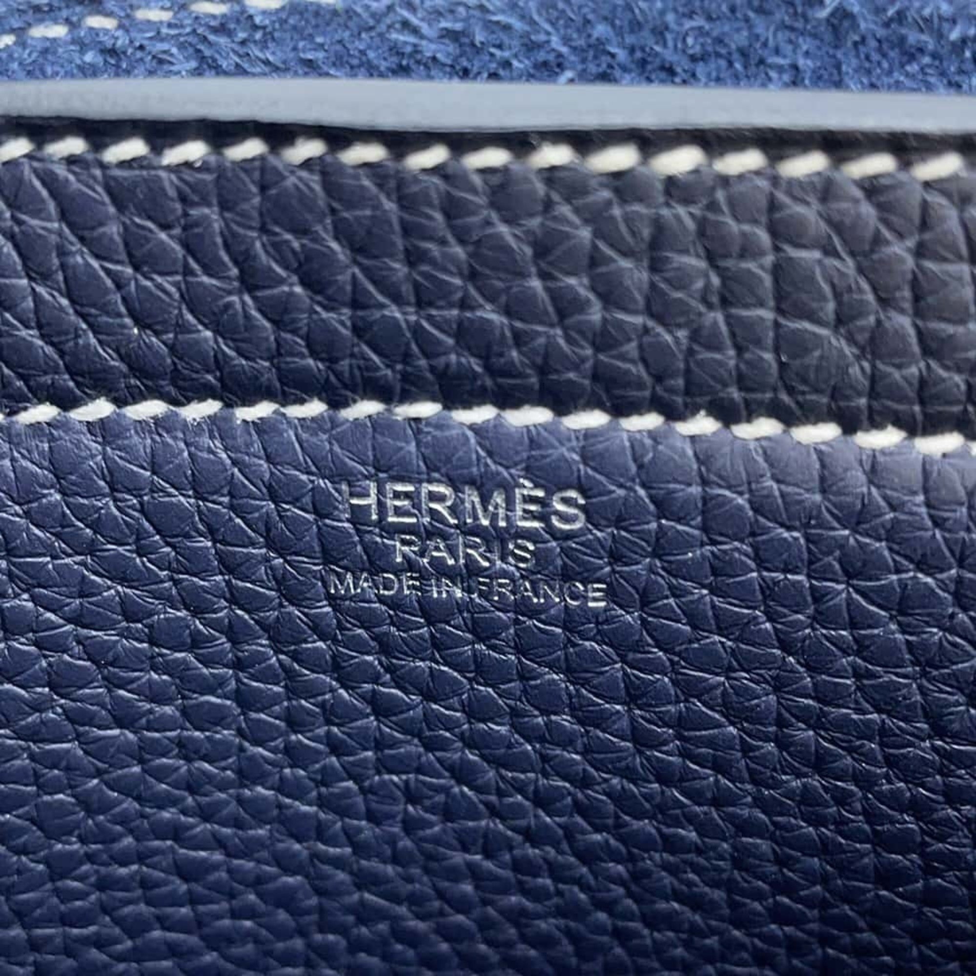 Hermes Tote Bag Cabaseri 46 Blue Nuit Taurillon Clemence Z Stamp