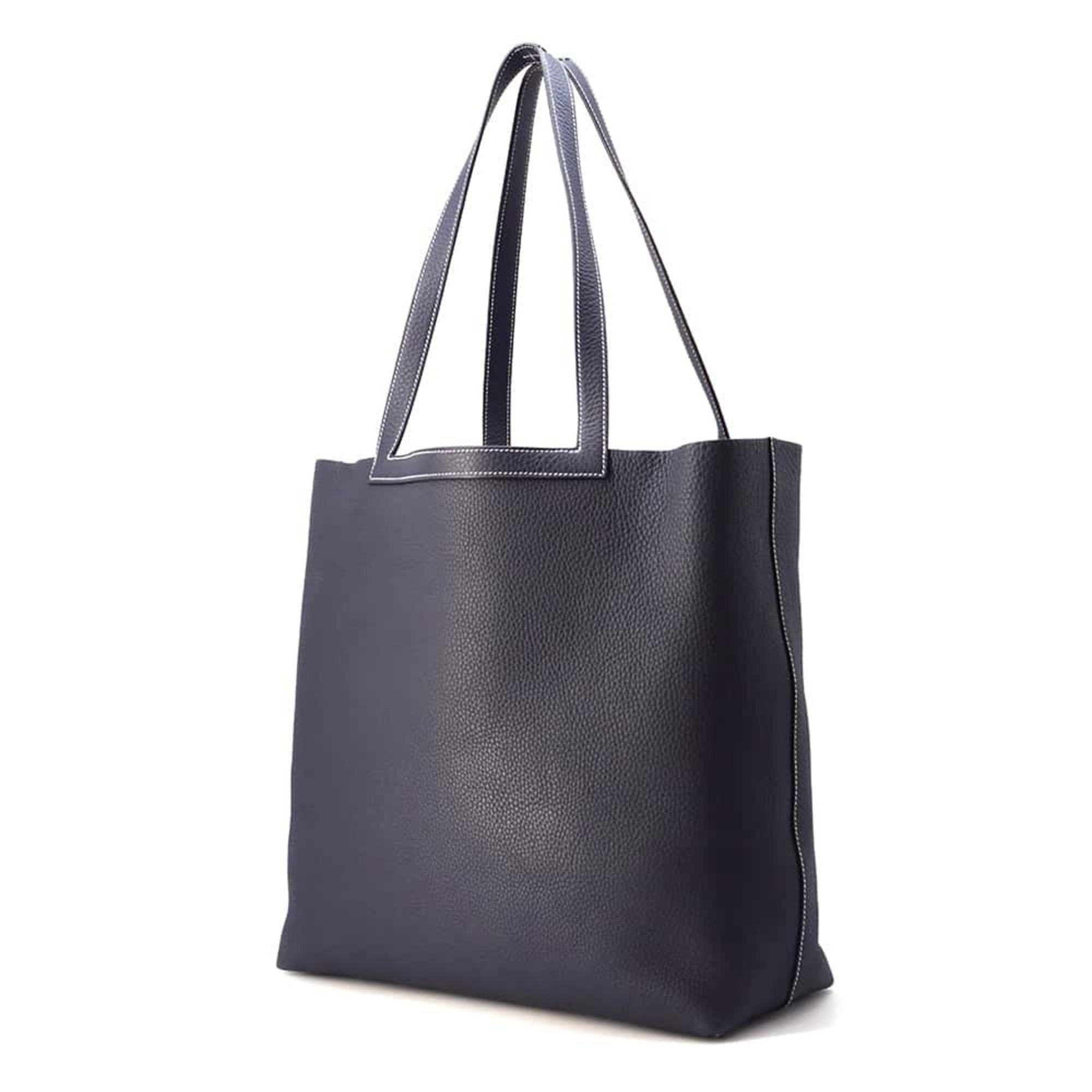 Hermes Tote Bag Cabaseri 46 Blue Nuit Taurillon Clemence Z Stamp