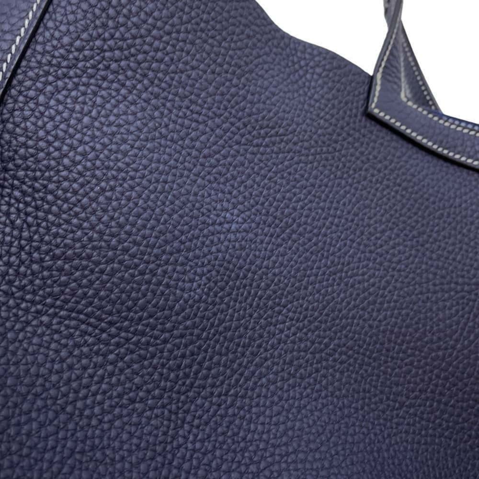 Hermes Tote Bag Cabaseri 46 Blue Nuit Taurillon Clemence Z Stamp