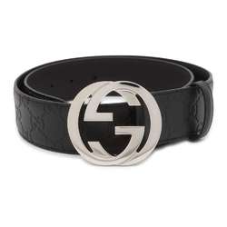 Gucci Belt Signature Leather Size 90 411924 GUCCI Men's Black