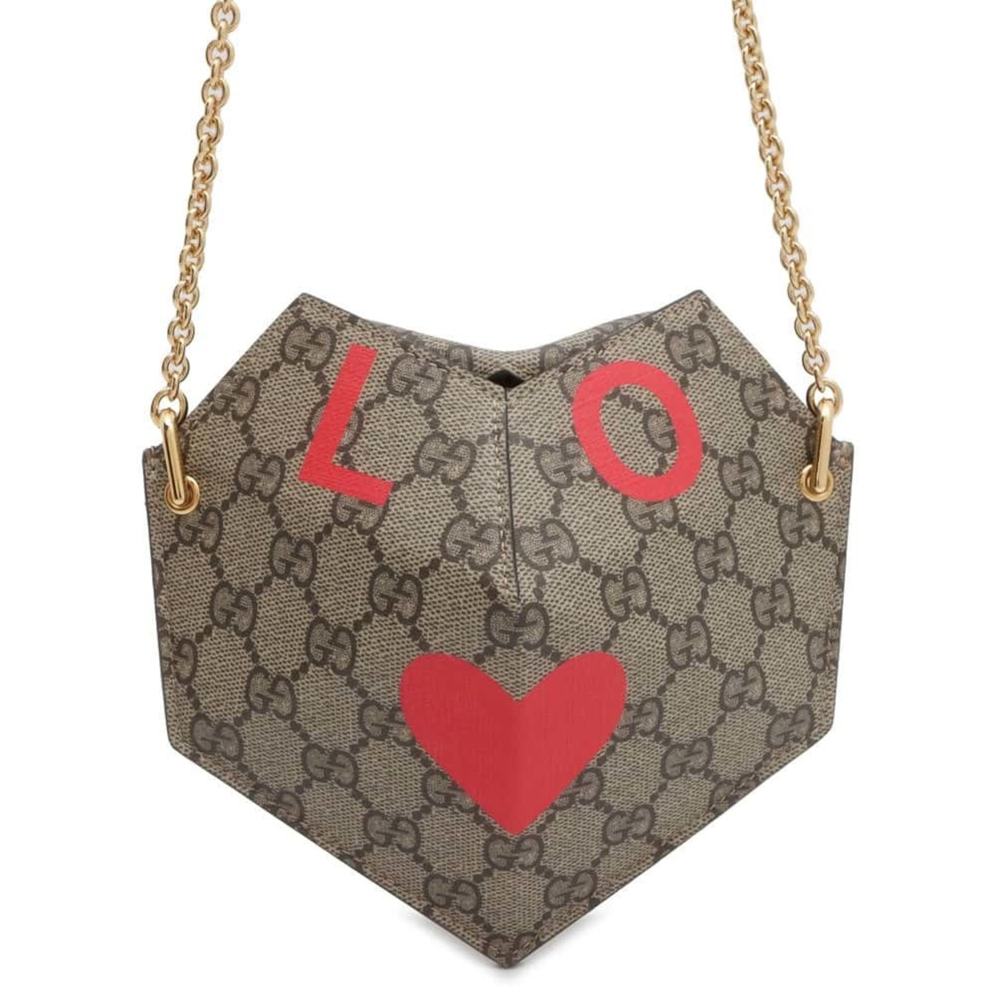 Gucci Chain Shoulder Bag GG Supreme LOVE Heart Small 678131 GUCCI