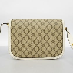 Gucci Shoulder Bag GG Supreme Horsebit 602204 Brown White Women's