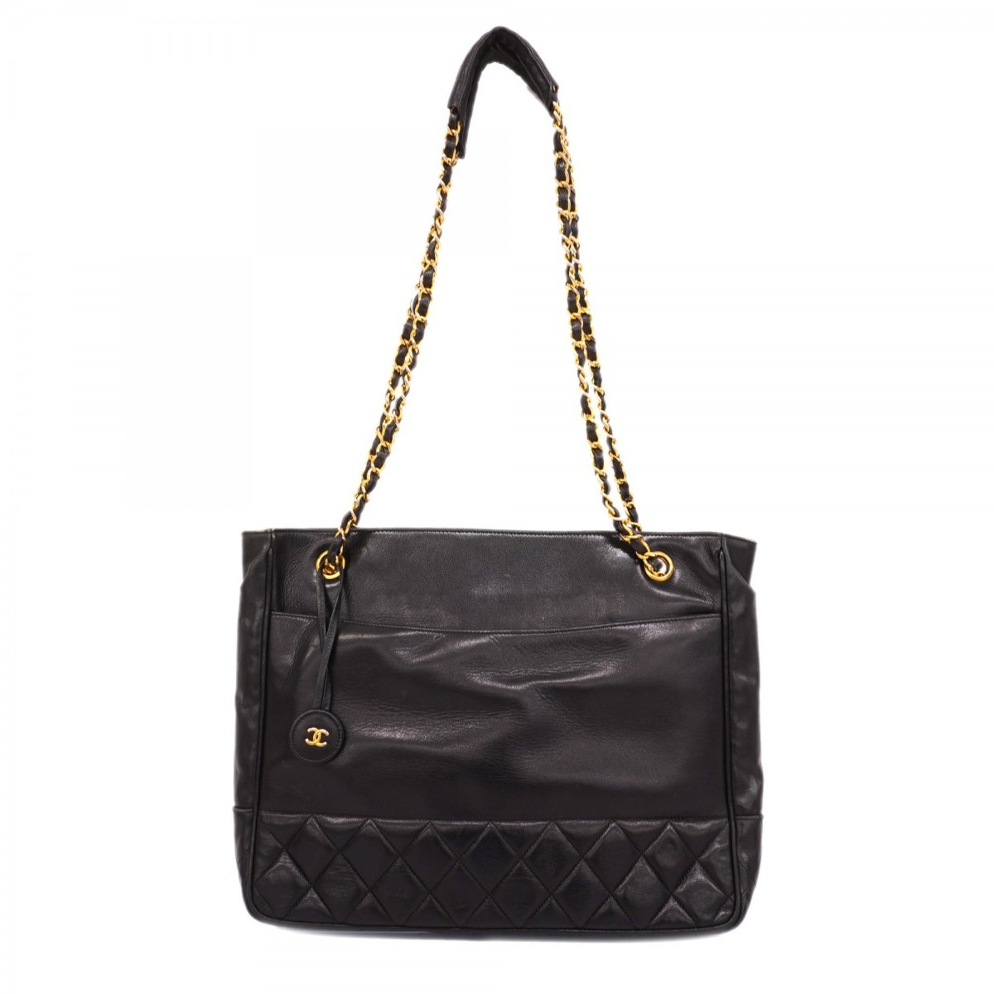 Chanel Shoulder Bag Matelasse Lambskin Black Women's