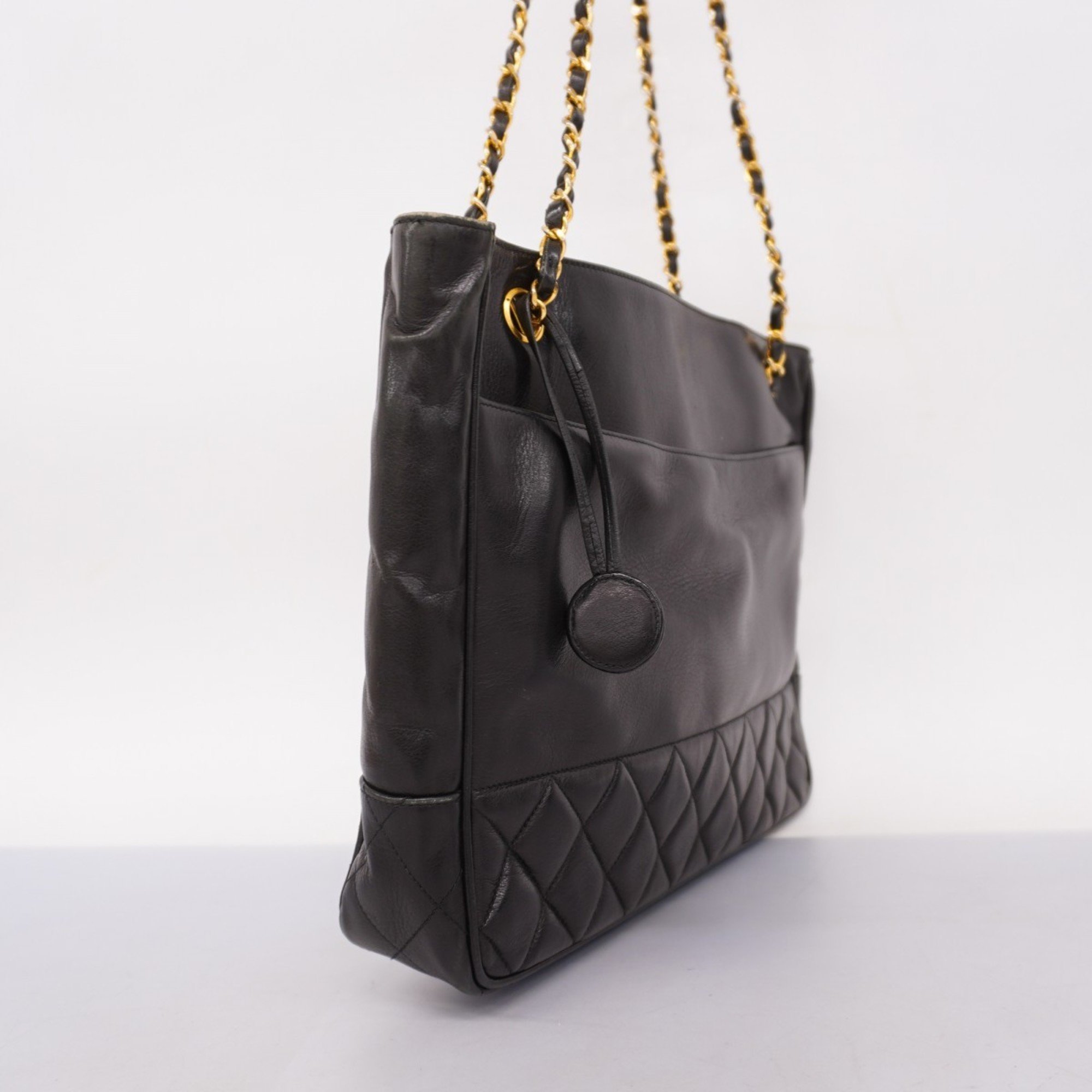 Chanel Shoulder Bag Matelasse Lambskin Black Women's