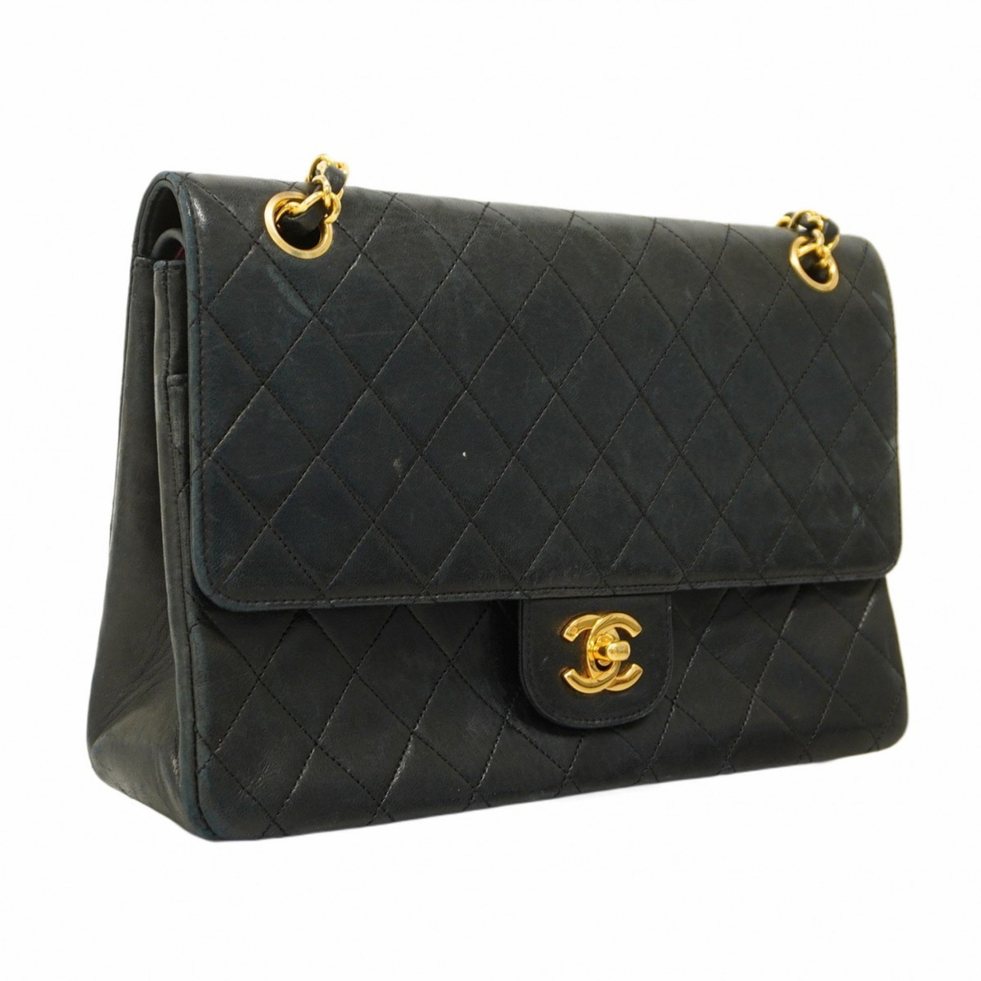 Chanel Shoulder Bag Matelasse Lambskin Black Women's