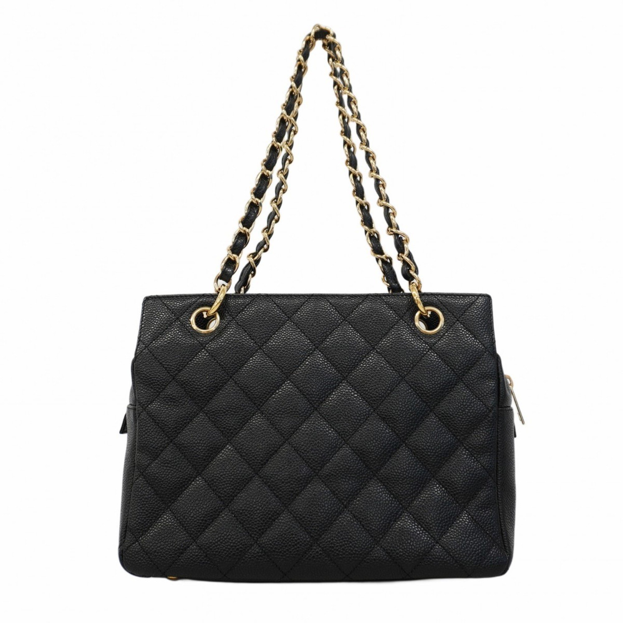 Chanel Shoulder Bag Matelasse Caviar Skin Black Women's