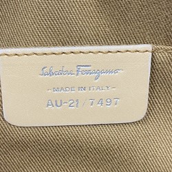 Salvatore Ferragamo Handbag Gancini Leather Beige Light Blue Women's