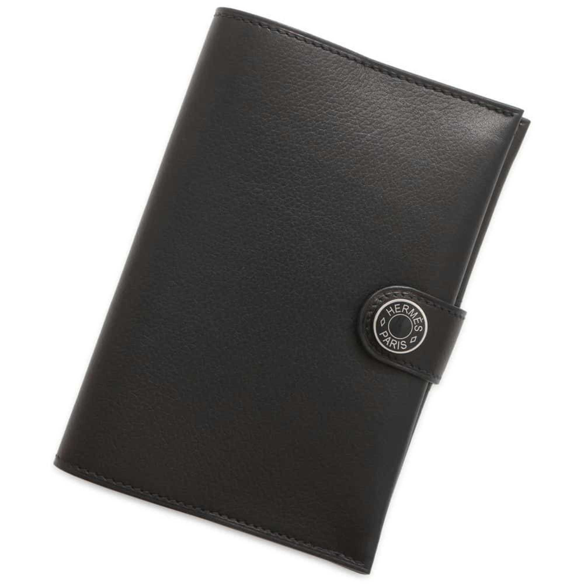 Hermes Passport Case RMS Black Evergrain Calfskin B Stamp Notebook Cover