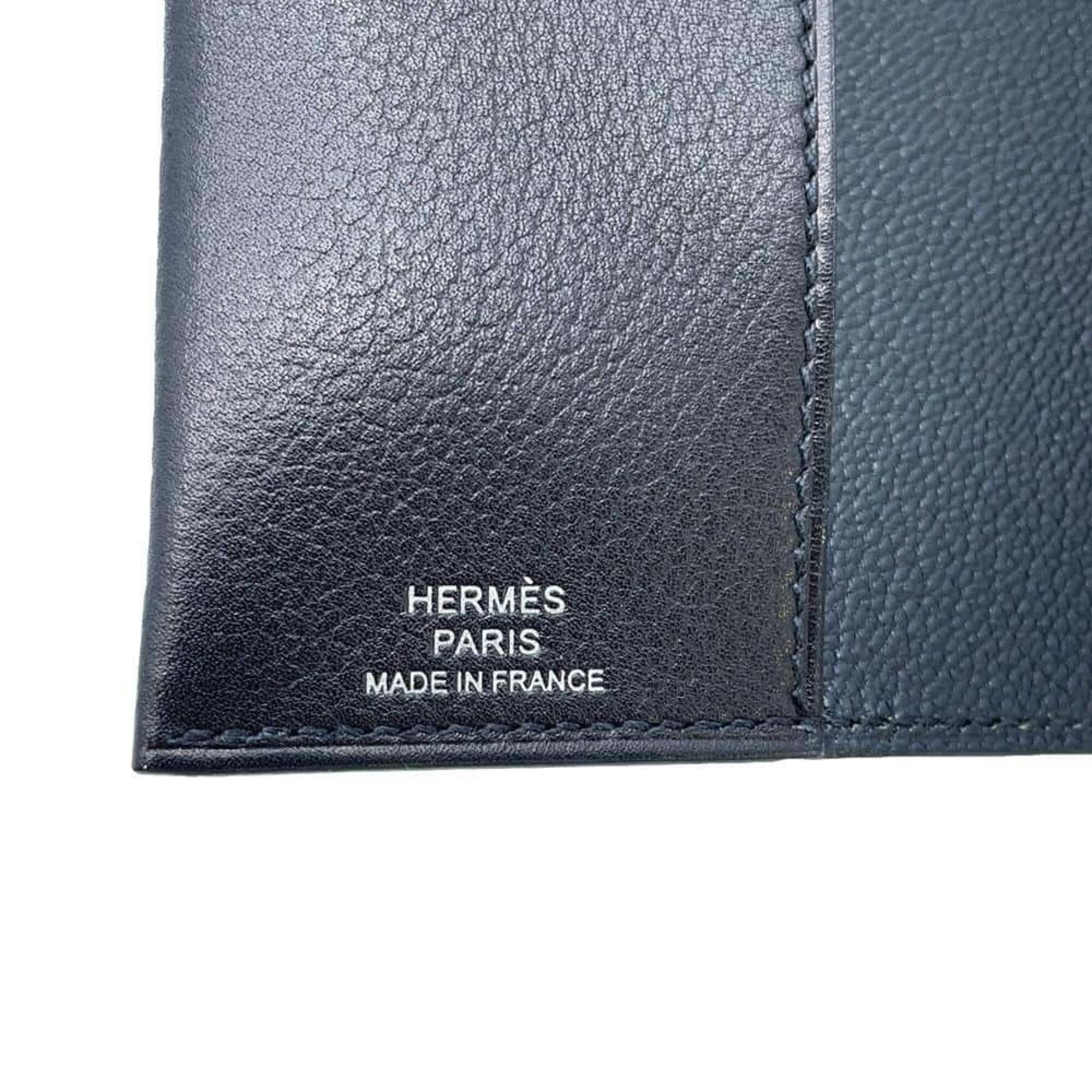 Hermes Passport Case RMS Black Evergrain Calfskin B Stamp Notebook Cover