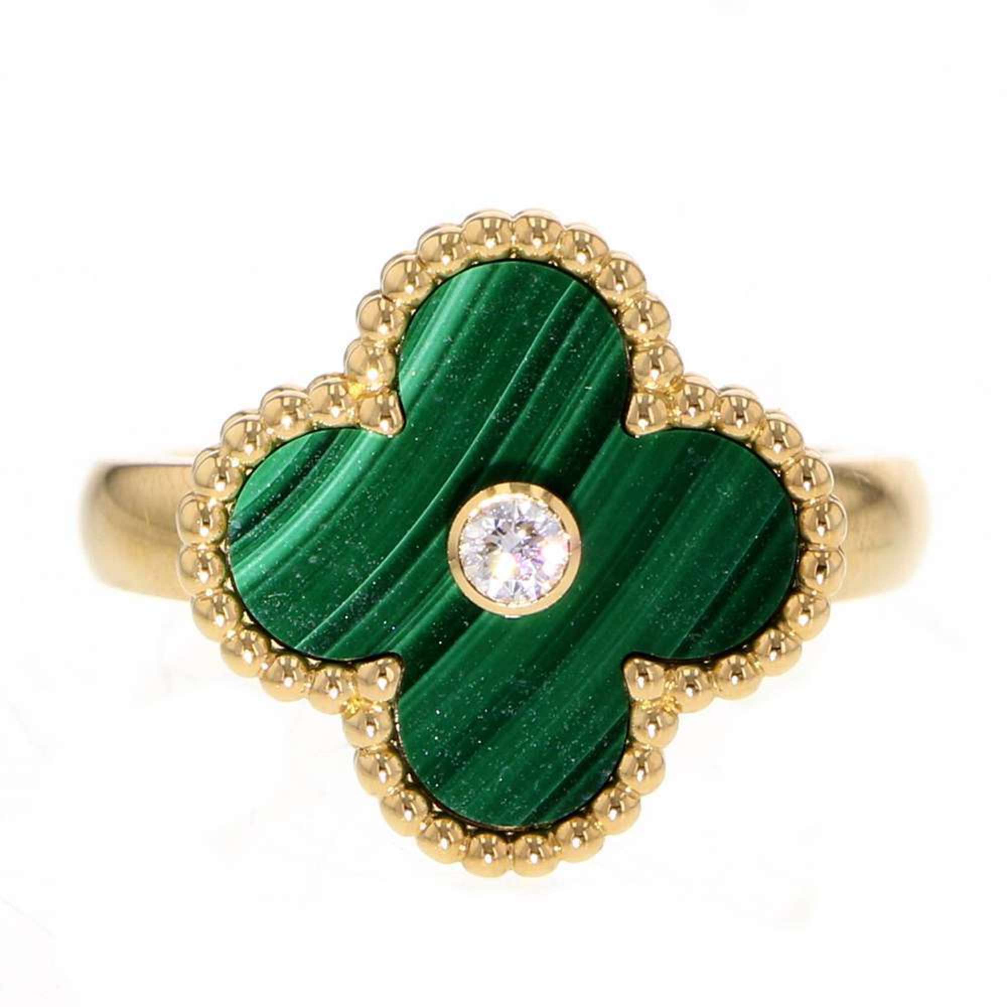 Van Cleef & Arpels Ring Alhambra Malachite Diamond 1P 0.05ct K18YG Size 49 VCARO3QM00