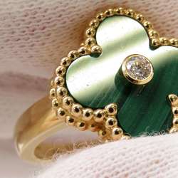 Van Cleef & Arpels Ring Alhambra Malachite Diamond 1P 0.05ct K18YG Size 49 VCARO3QM00