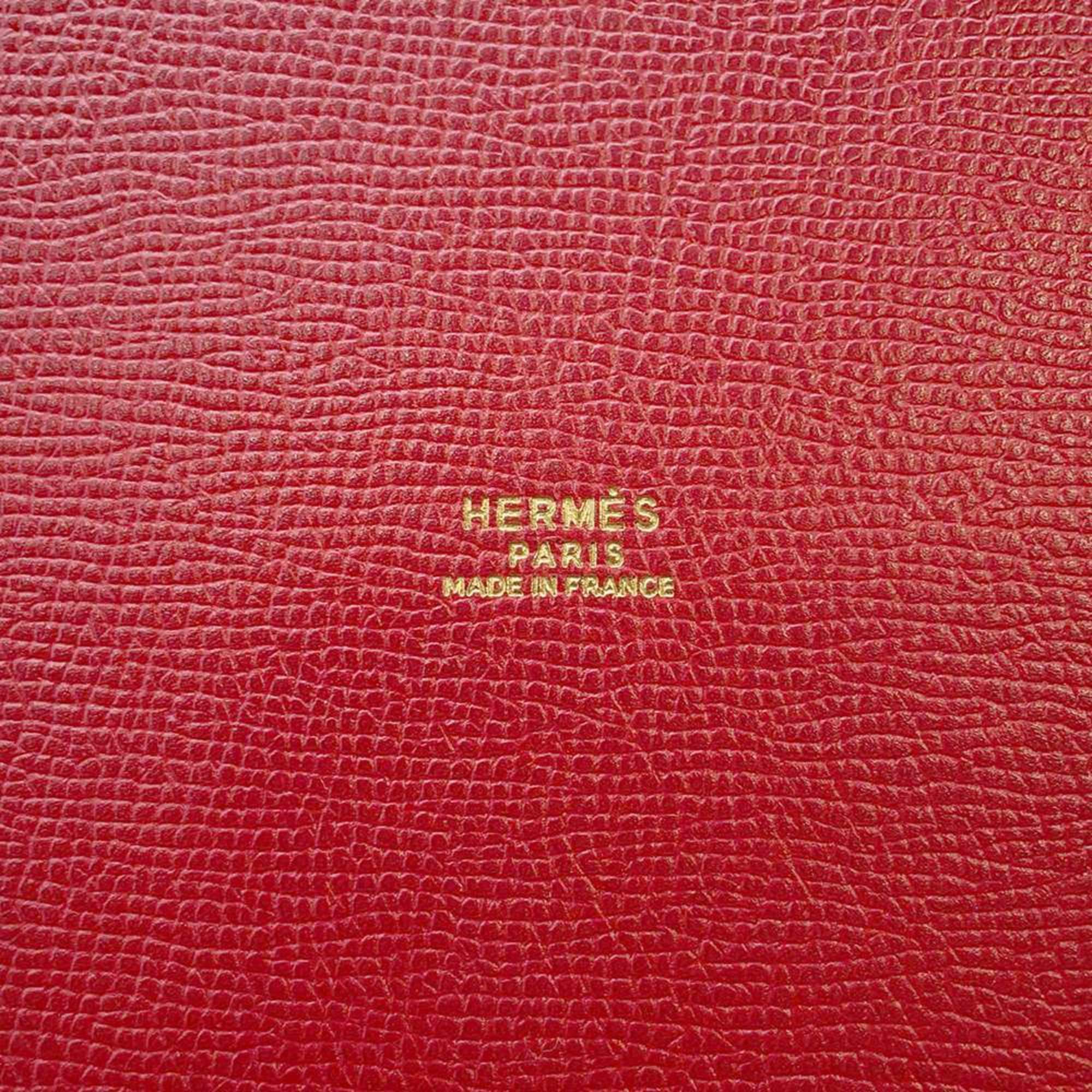 Hermes Shoulder Bag Farming GM Red Cushvel 〇S Stamp HERMES