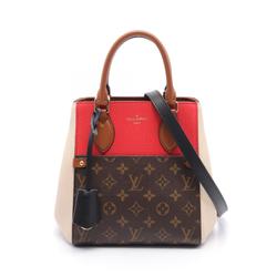 Louis Vuitton Fold Tote PM Bag Coated Canvas Leather Monogram Women's Brown Multicolor M45389