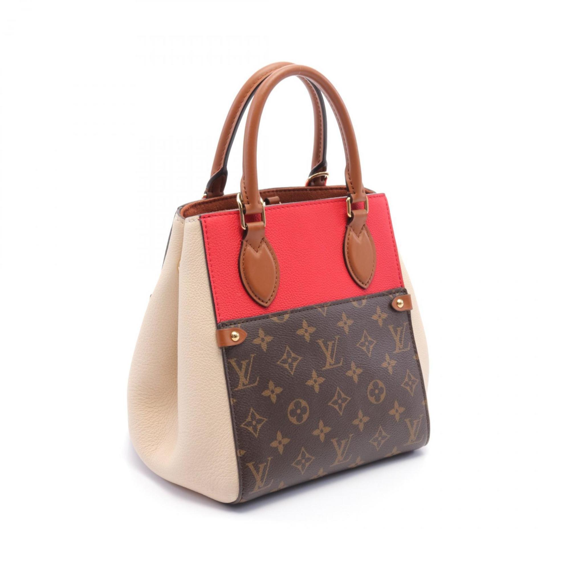 Louis Vuitton Fold Tote PM Bag Coated Canvas Leather Monogram Women's Brown Multicolor M45389