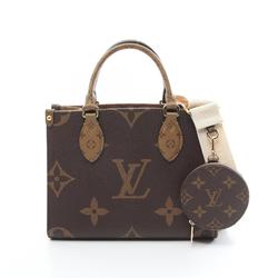 LOUIS VUITTON On the Go PM Handbag Bag Coated Canvas Monogram Reverse Women's Brown Beige M46373