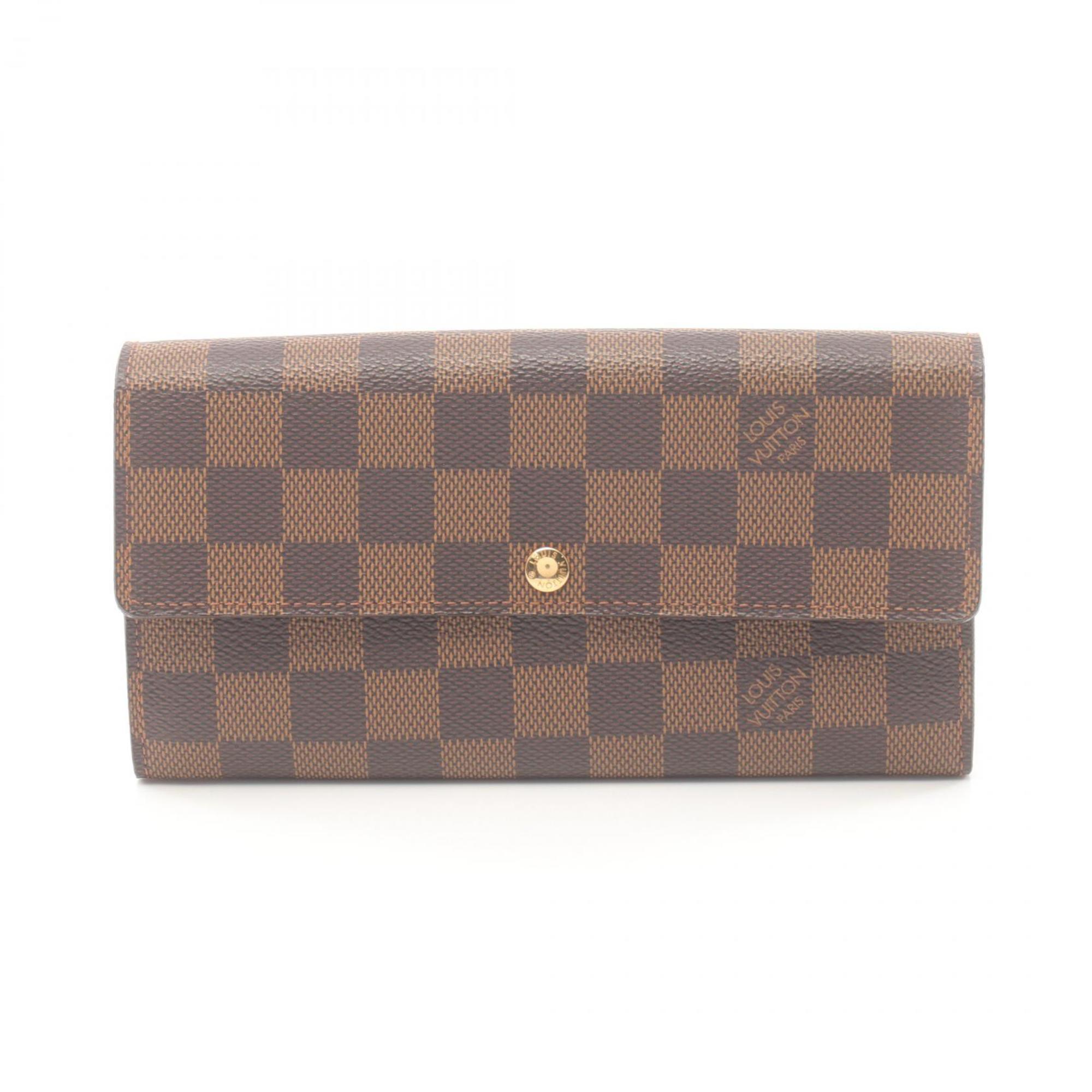 Louis Vuitton LOUIS VUITTON Portefeuille Sarah Damier Ebene Bi-fold Long Wallet Coated Canvas Leather Women's Brown N61734