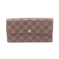 Louis Vuitton LOUIS VUITTON Portefeuille Sarah Damier Ebene Bi-fold Long Wallet Coated Canvas Leather Women's Brown N61734