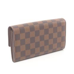 Louis Vuitton LOUIS VUITTON Portefeuille Sarah Damier Ebene Bi-fold Long Wallet Coated Canvas Leather Women's Brown N61734