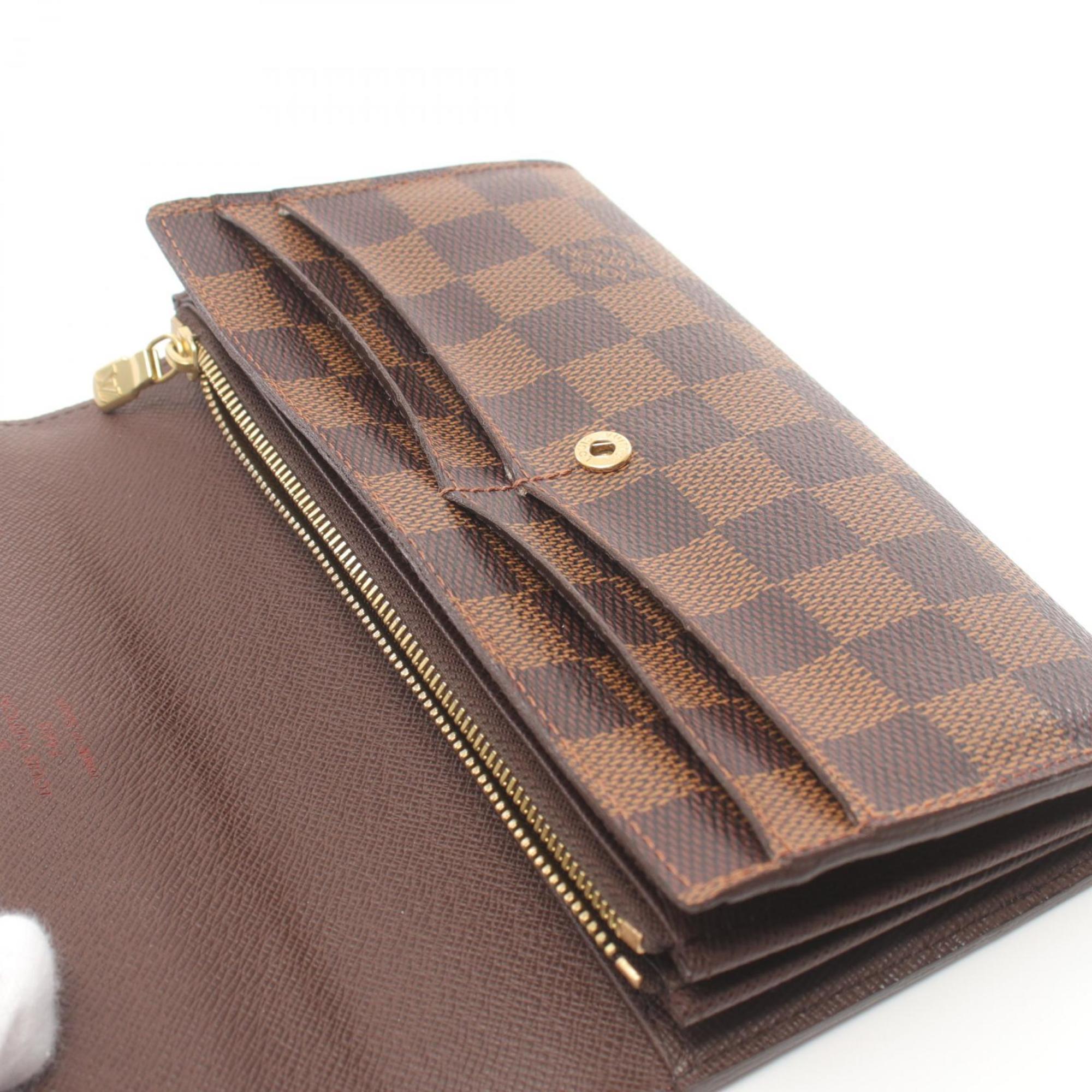 Louis Vuitton LOUIS VUITTON Portefeuille Sarah Damier Ebene Bi-fold Long Wallet Coated Canvas Leather Women's Brown N61734