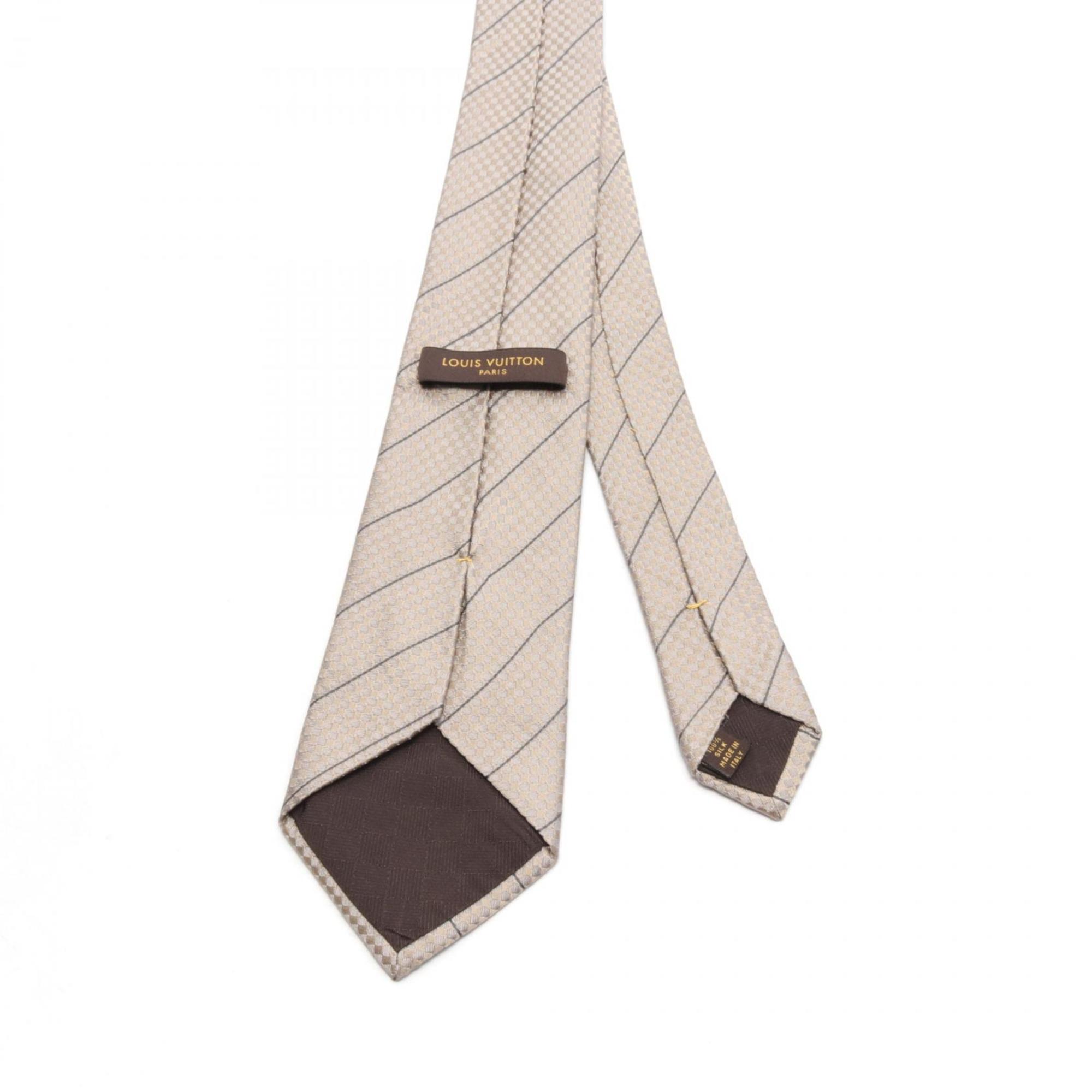 LOUIS VUITTON Micro Damier Necktie Clothing Silk Men's Beige Grey