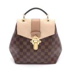 Louis Vuitton Clapton Creme Rucksack Backpack Bag Coated Canvas Leather Damier Women's Brown Ivory N42259