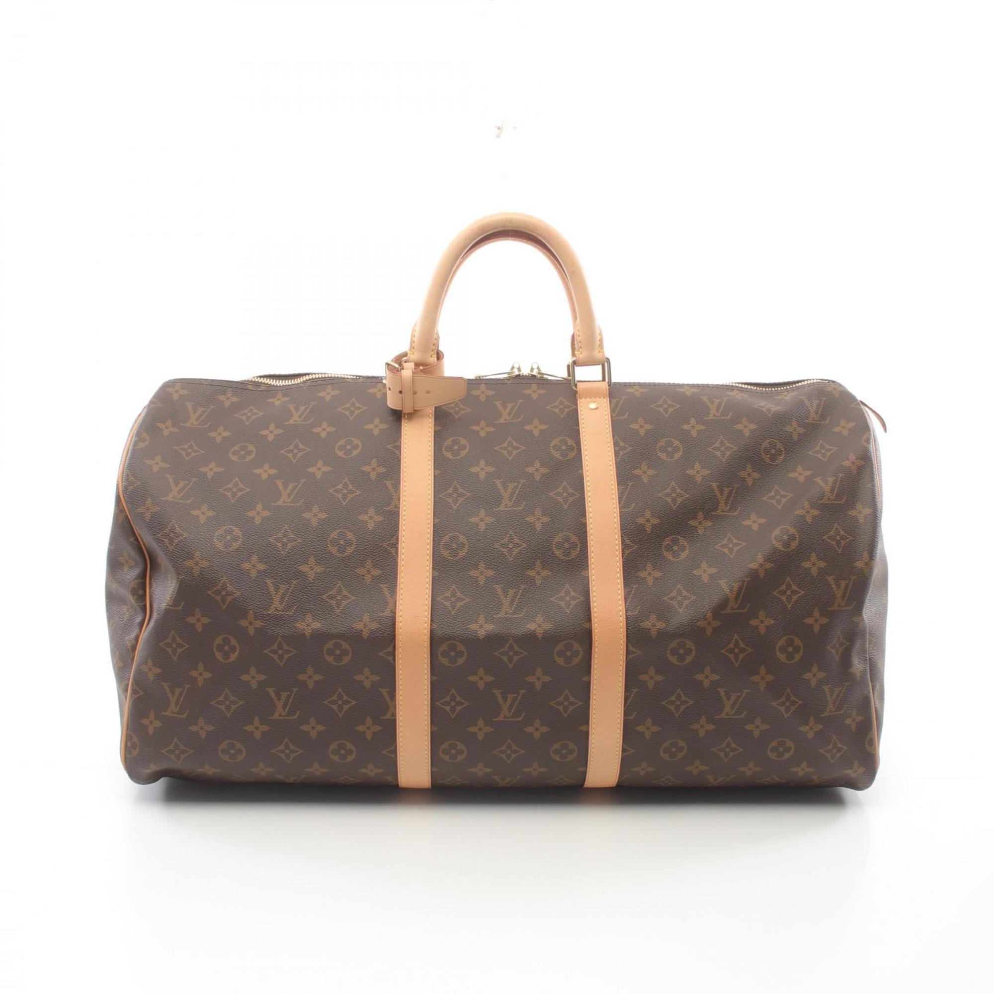 Louis Vuitton Keepall 55 Boston Bag, Coated Canvas, Leather, Monogram, Men's, Women's, Brown, M41424