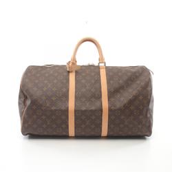 Louis Vuitton Keepall 55 Boston Bag, Coated Canvas, Leather, Monogram, Men's, Women's, Brown, M41424