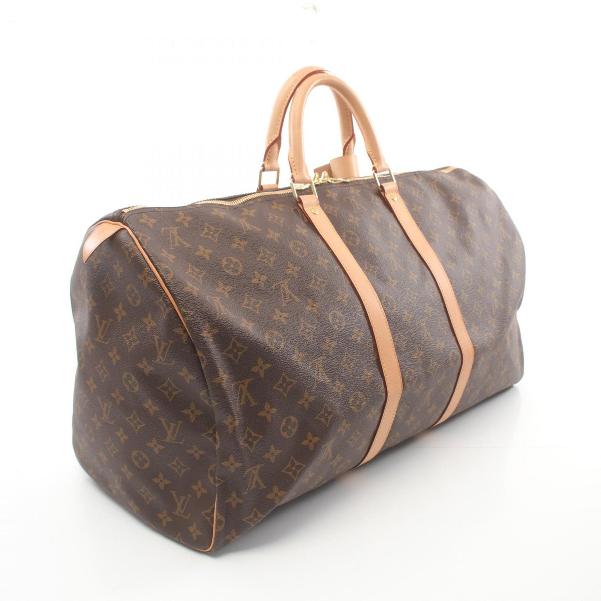 Louis Vuitton Keepall 55 Boston Bag, Coated Canvas, Leather, Monogram, Men's, Women's, Brown, M41424