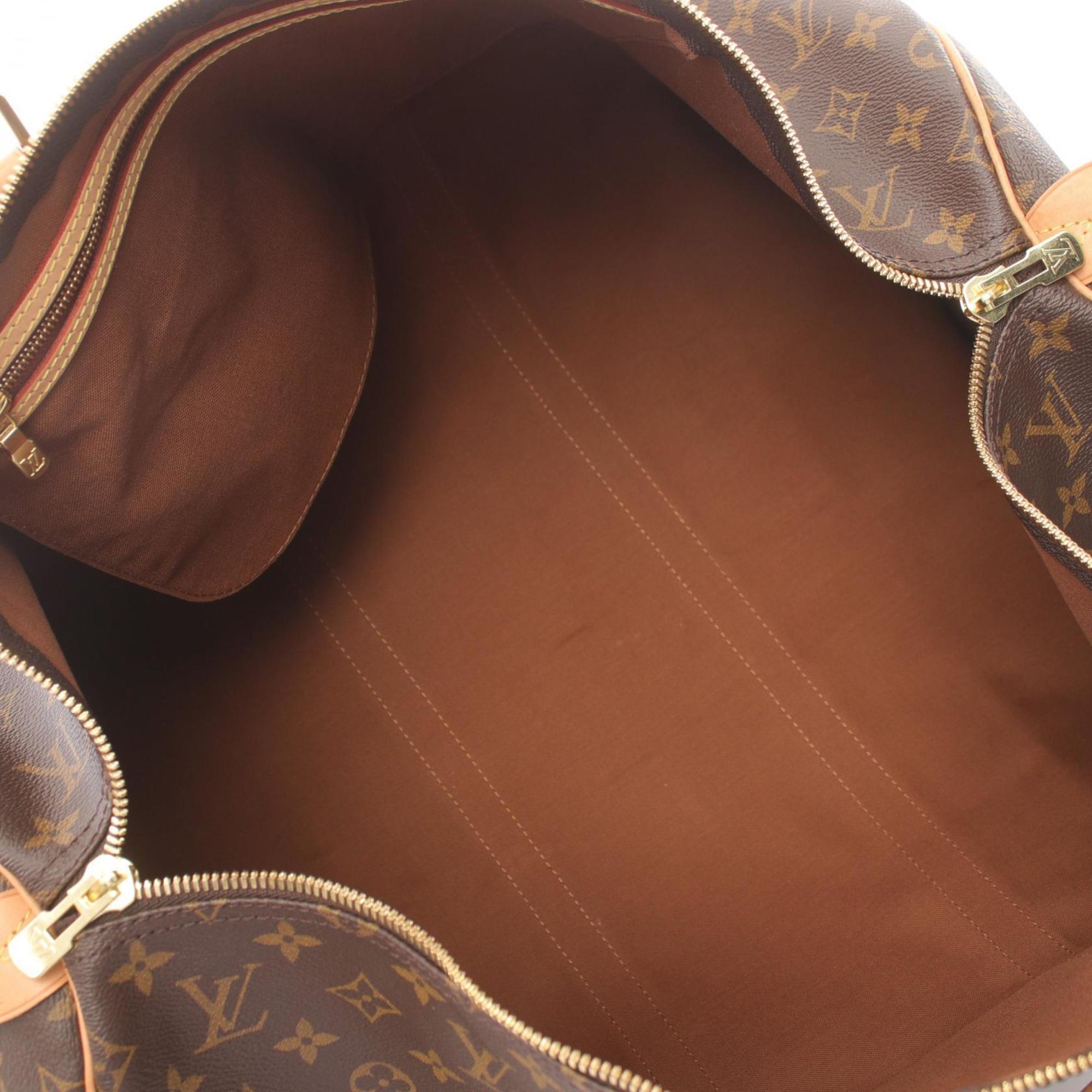 Louis Vuitton Keepall 55 Boston Bag, Coated Canvas, Leather, Monogram, Men's, Women's, Brown, M41424