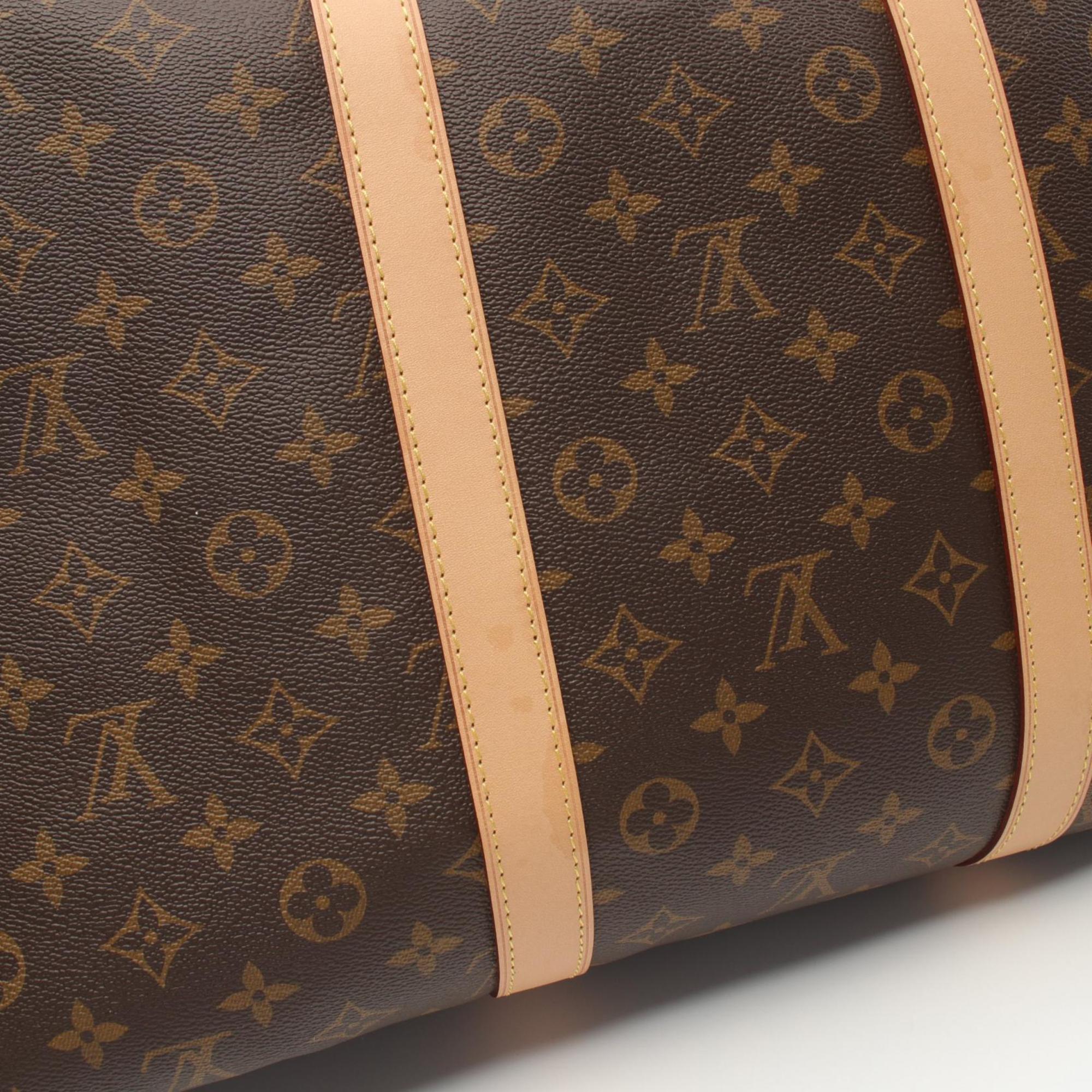 Louis Vuitton Keepall 55 Boston Bag, Coated Canvas, Leather, Monogram, Men's, Women's, Brown, M41424