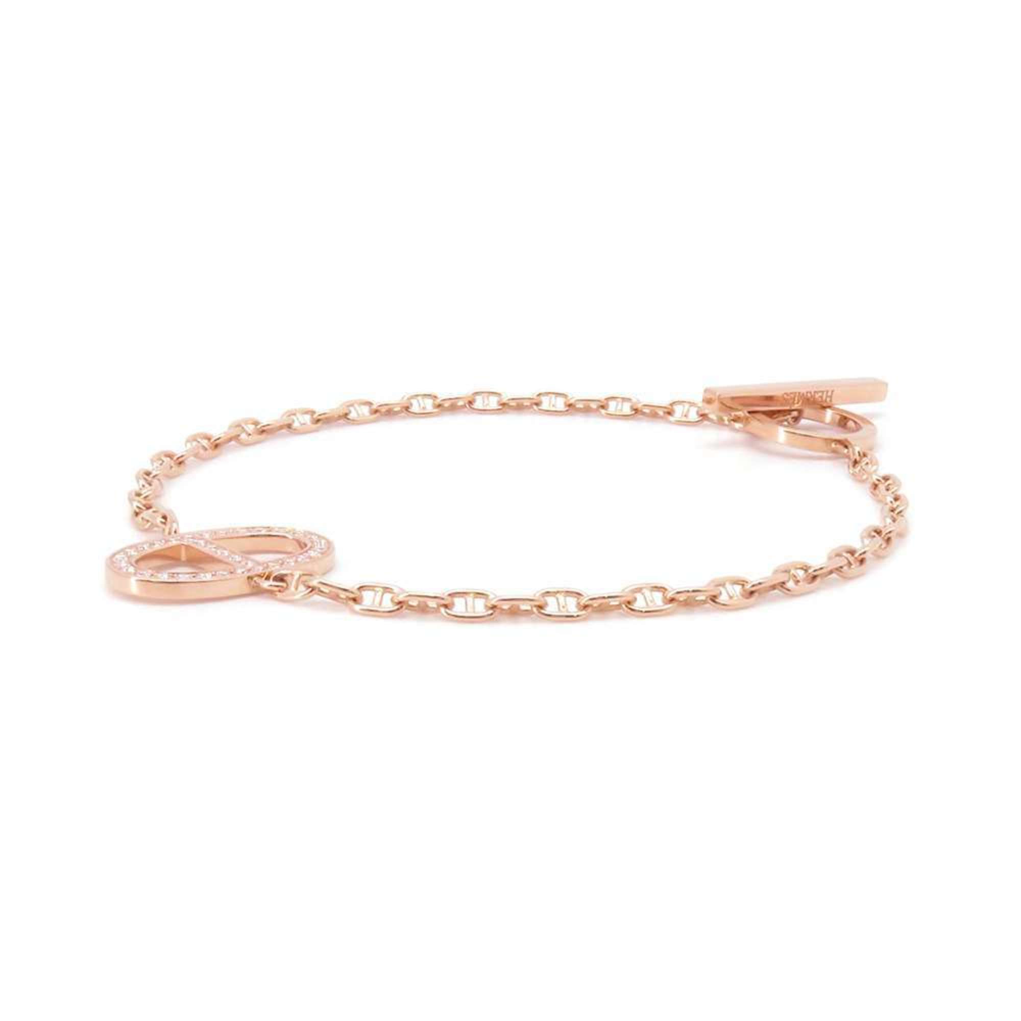 Hermes Bracelet Chaine d'Ancre Contour Diamond 33P Total 0.16ct K18PG Size ST HERMES Chain