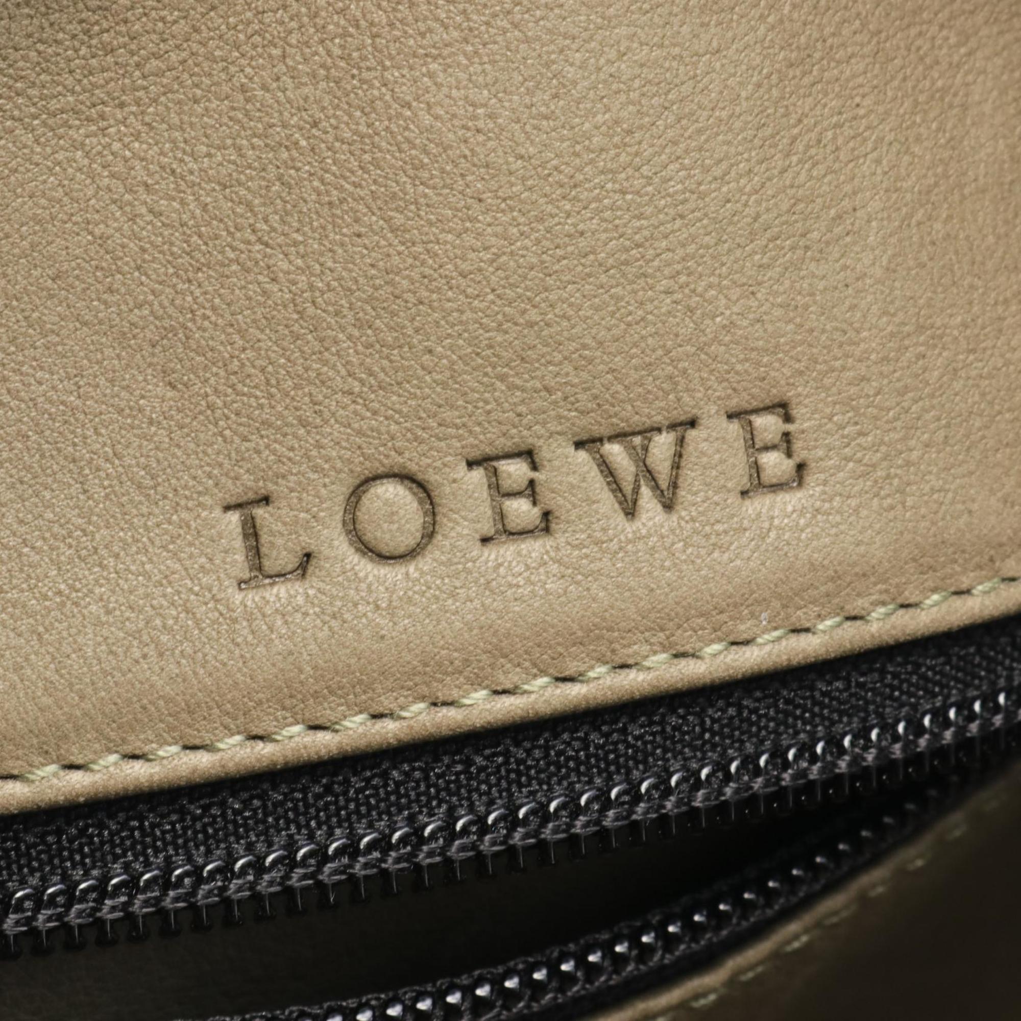 LOEWE Amazona 32 handbag bag suede leather ladies green black