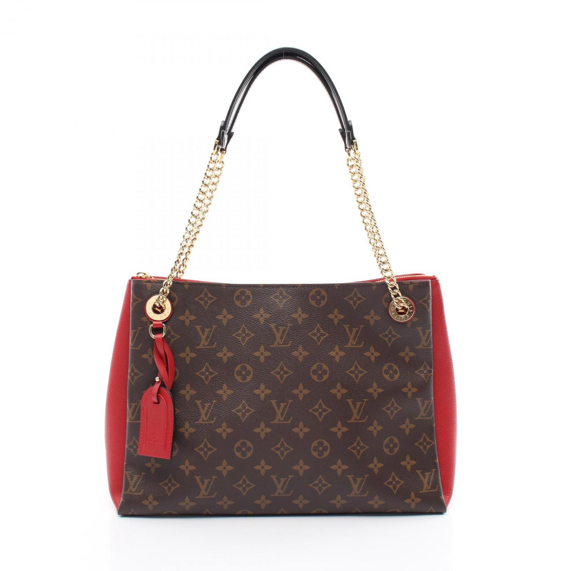 Louis Vuitton LOUIS VUITTON Surenne MM Monogram Cerise Shoulder Bag Coated Canvas Leather Women's Brown Red M43773