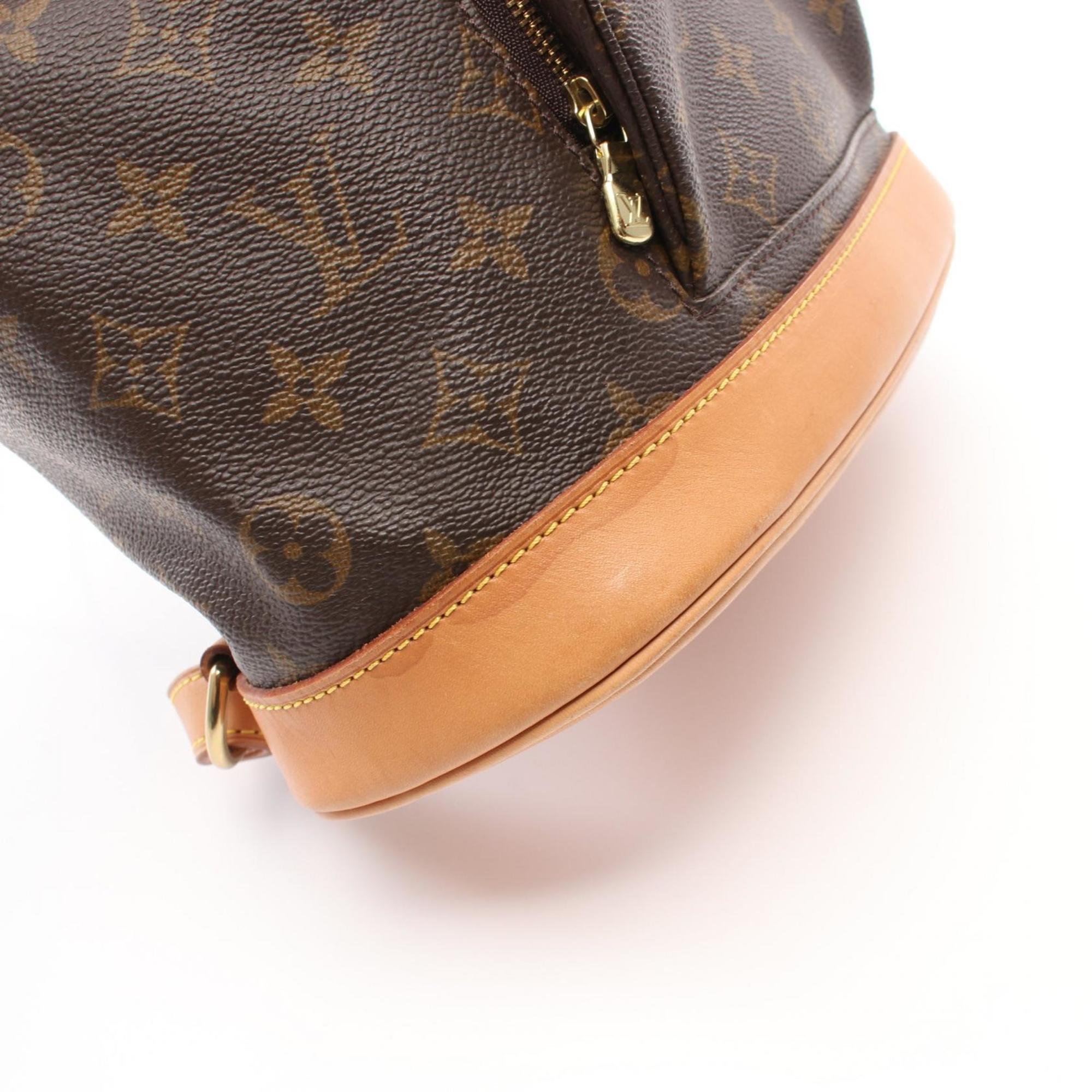 Louis Vuitton Montsouris MM Rucksack Backpack Bag Coated Canvas Leather Monogram Women's Brown M51136