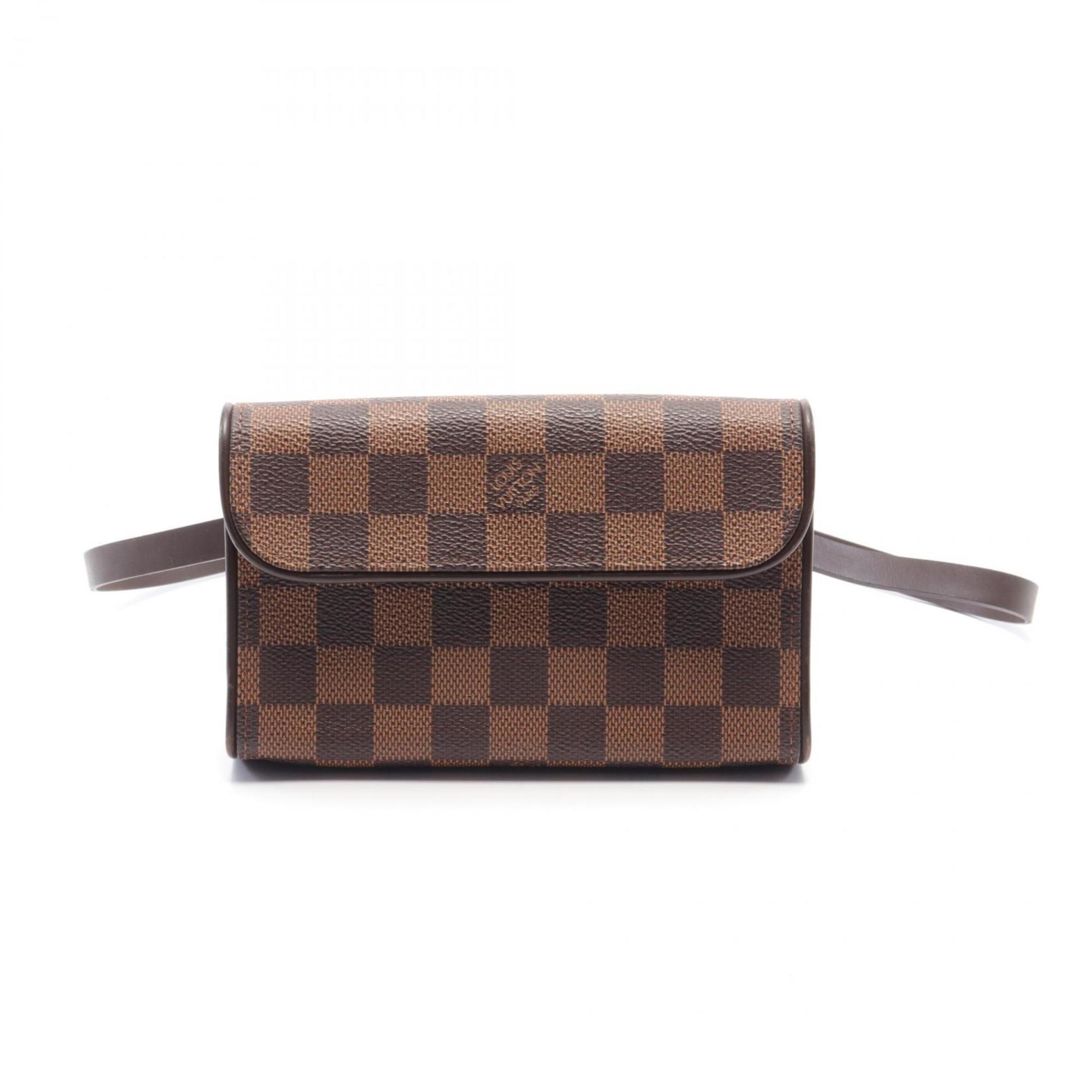 Louis Vuitton LOUIS VUITTON Pochette Florentine Damier Ebene Waist Bag Body Coated Canvas Leather Women's Brown N51857