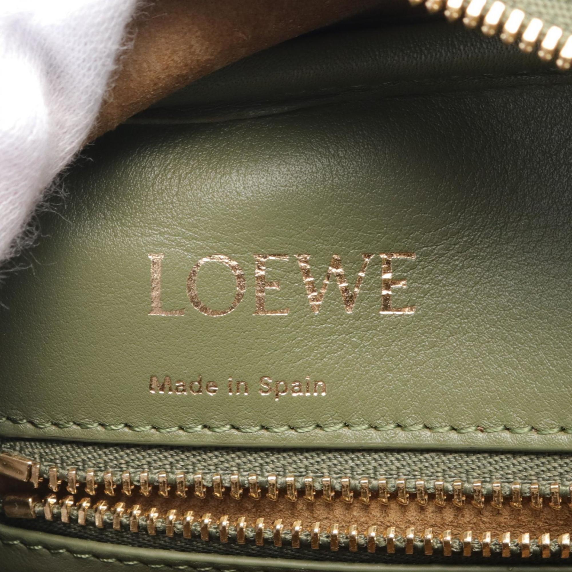 LOEWE Amazona 19 Handbag Bag Canvas Leather Women's Green Beige A039N10X02