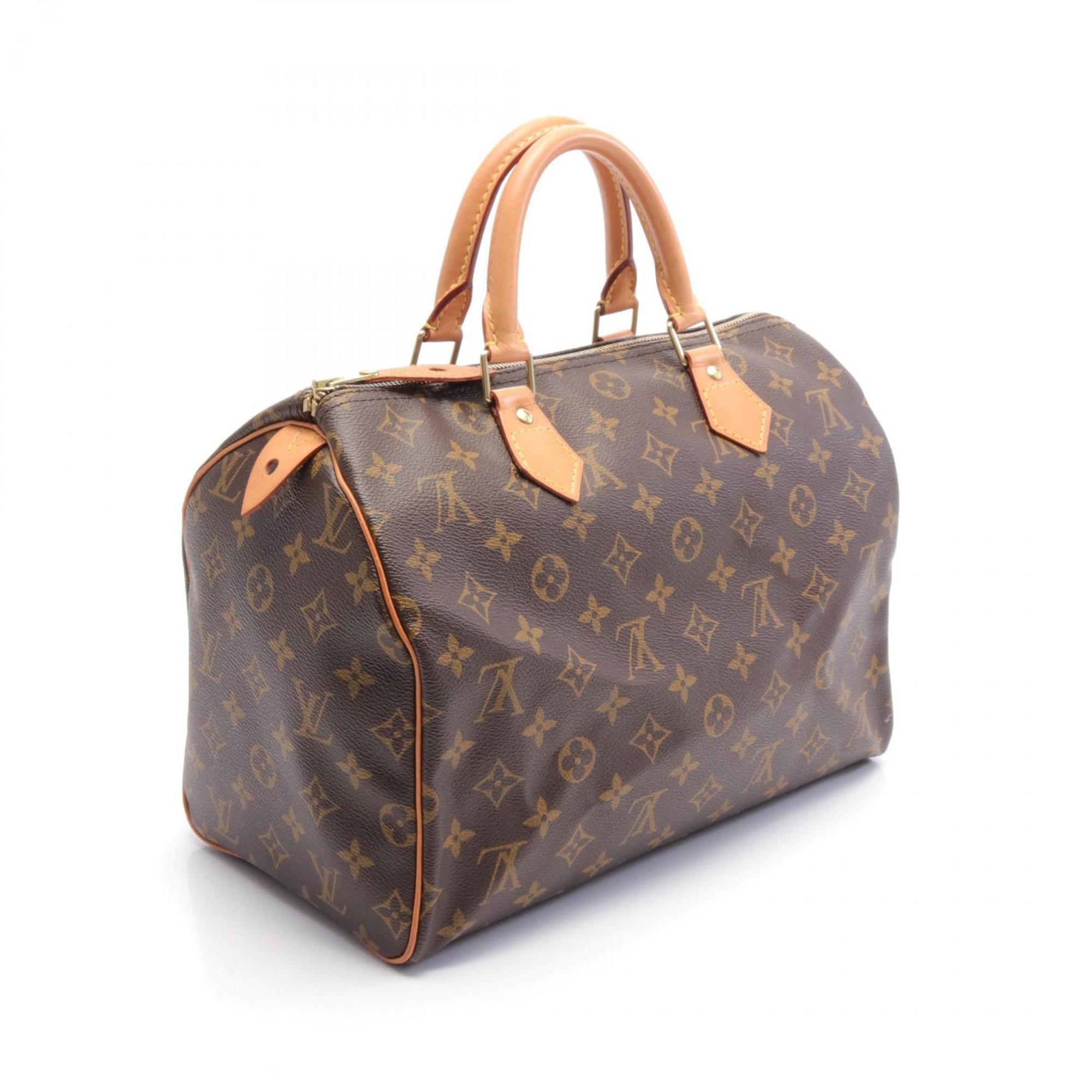 Louis Vuitton Speedy 30 Handbag Bag Coated Canvas Leather Monogram Women's Brown M41526