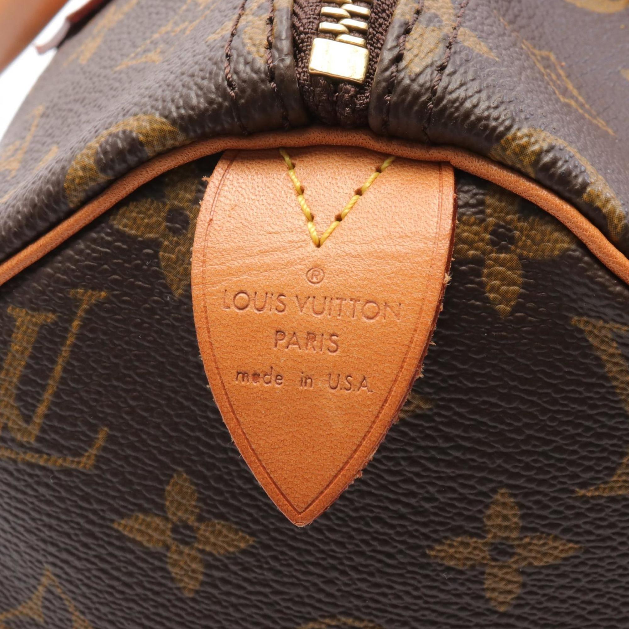 Louis Vuitton Speedy 30 Handbag Bag Coated Canvas Leather Monogram Women's Brown M41526