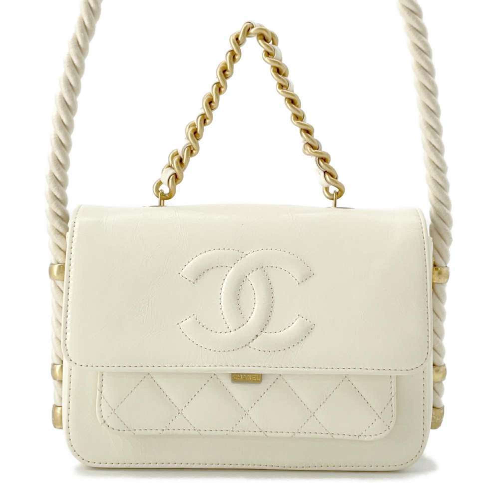 Chanel Shoulder Bag Coco Mark Matelasse En Vogue Rope AS0074 CHANEL White