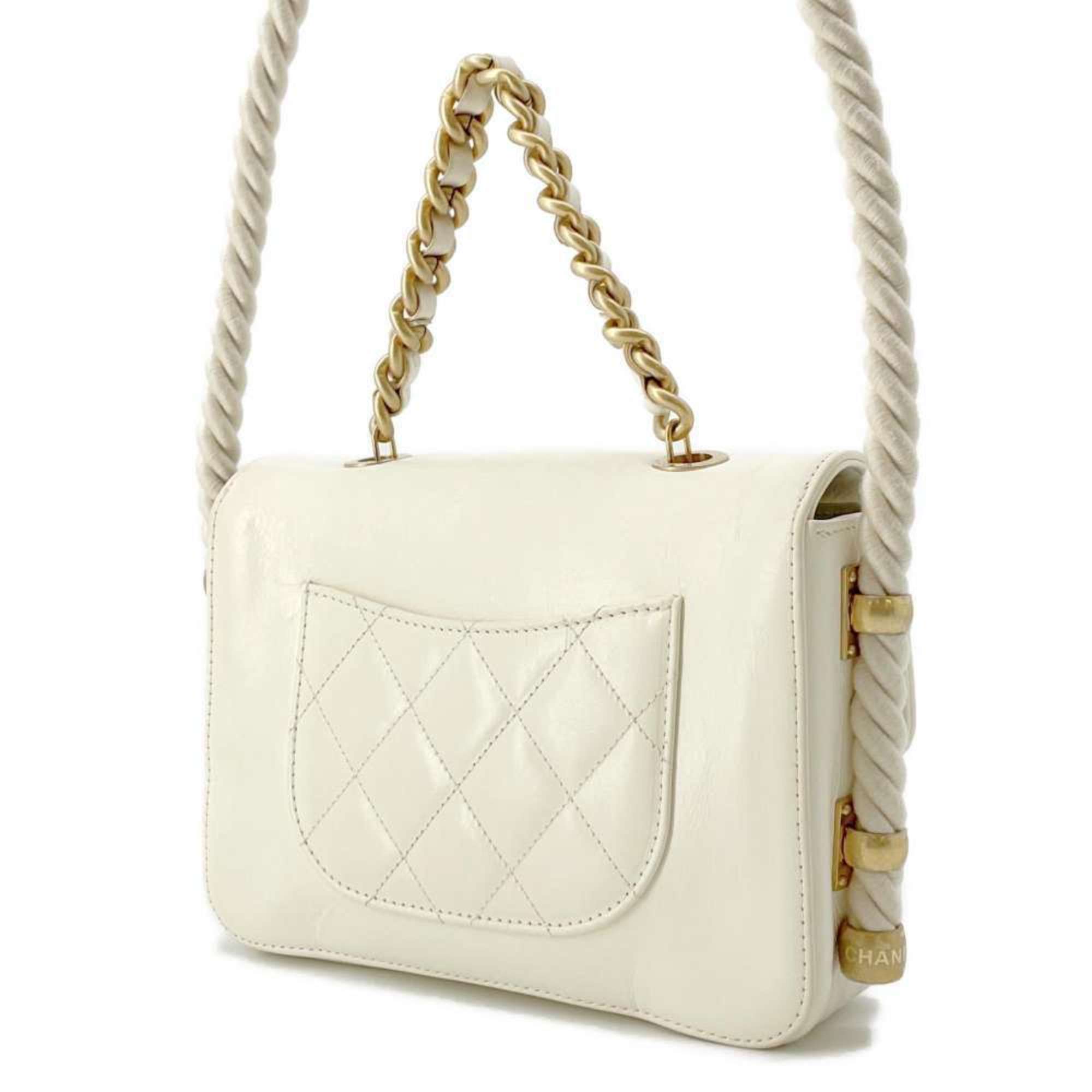 Chanel Shoulder Bag Coco Mark Matelasse En Vogue Rope AS0074 CHANEL White