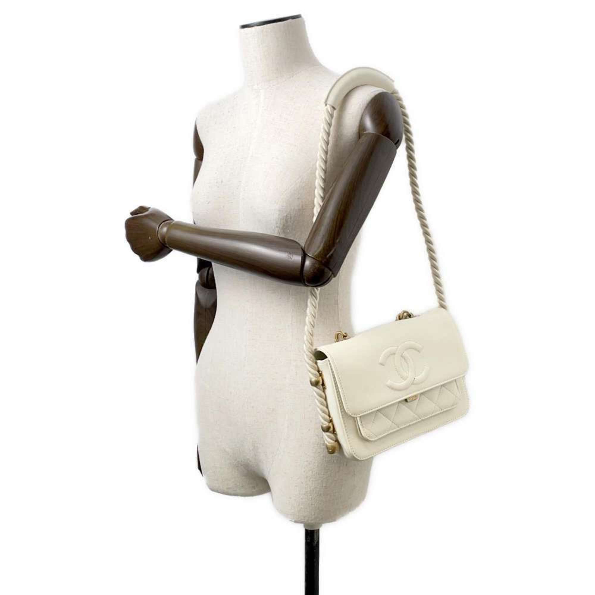 Chanel Shoulder Bag Coco Mark Matelasse En Vogue Rope AS0074 CHANEL White